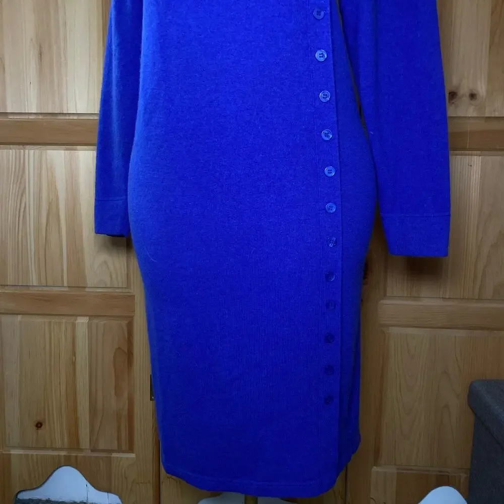 True Vintage Rabbit Hair and Lambswool Luxury Old Money Asymmetric Button Dress - Picture 5 of 16